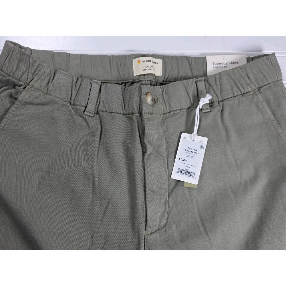Marine Layer Saturday TWILL CHINO ATHLETIC FIT | GRAYISH-GREEN | LARGE | NWT
